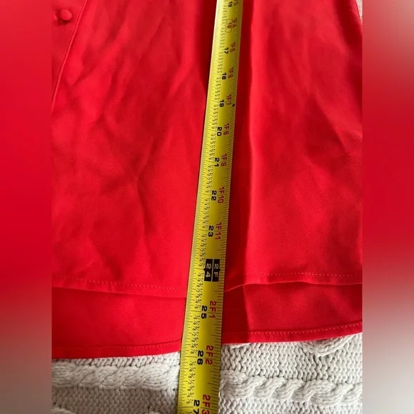 T Tahari Women's Reddish Orange Button-Down Blouse Flutter Sleeves Size Small - Picture 15 of 15